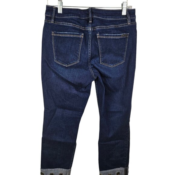 White House Black Market Grommet Hem The Straight Crop Jeans Mid Rise Size 6 - Picture 4 of 9